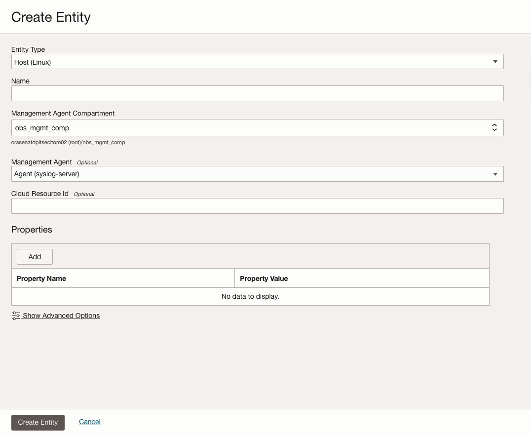 OCI Logging Analytics syslog server entity