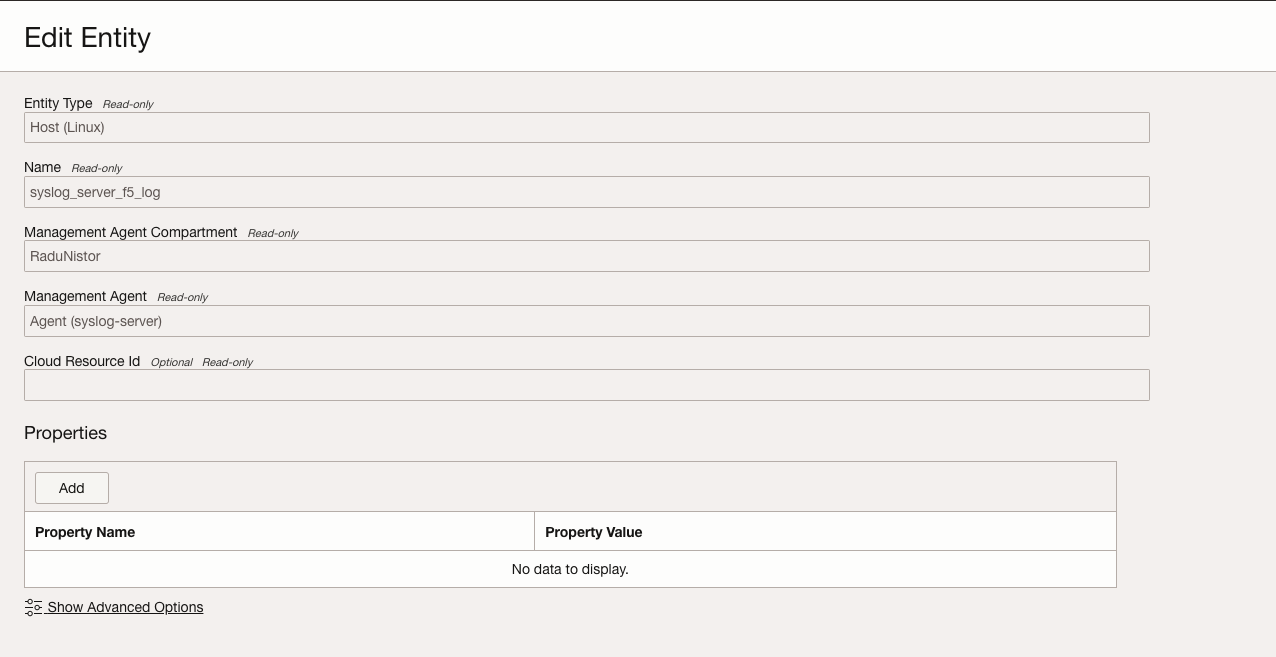 OCI Logging Analytics Create Entity
