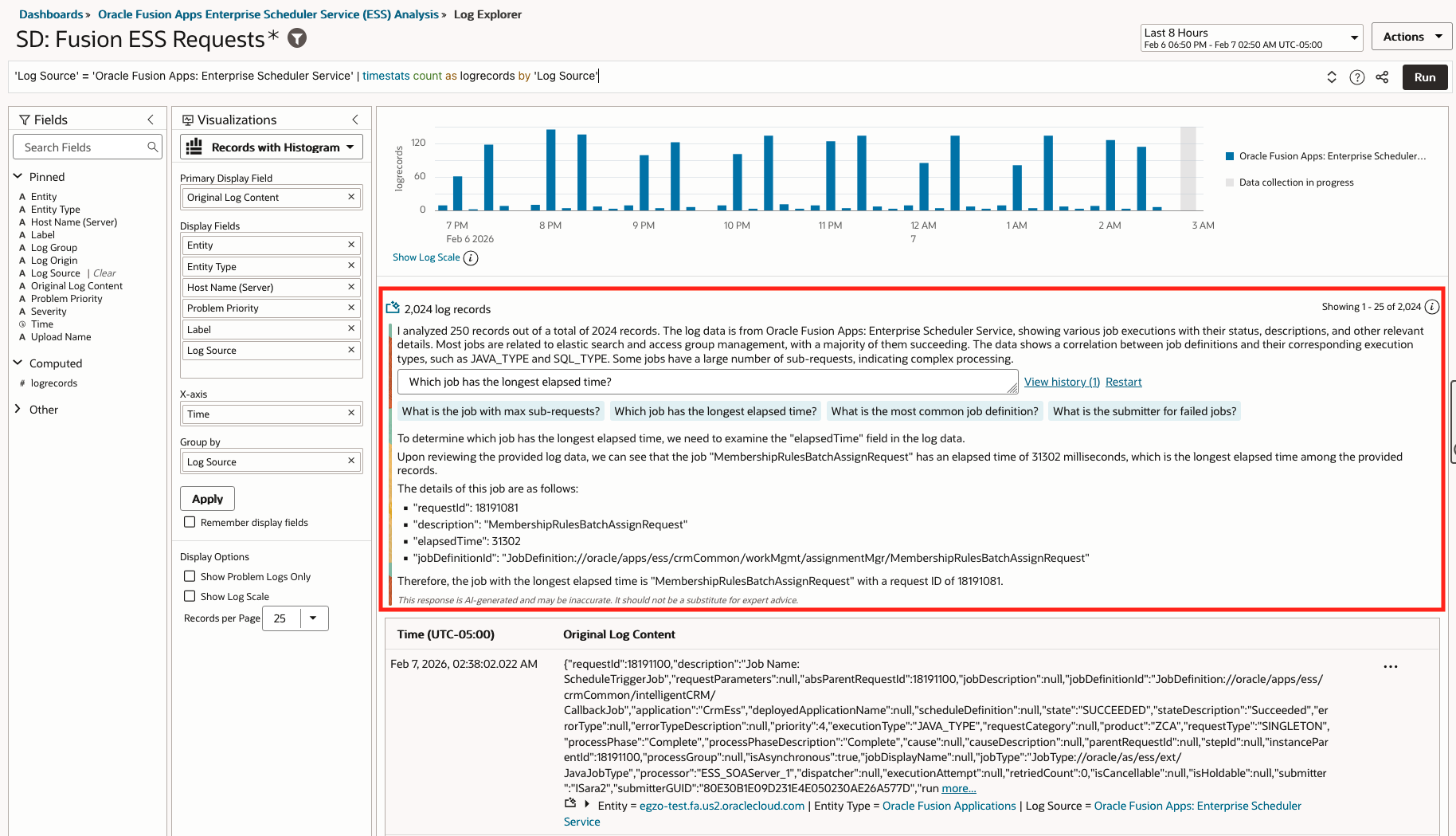LoganAI Explain Multiple Log Job Requests overview
