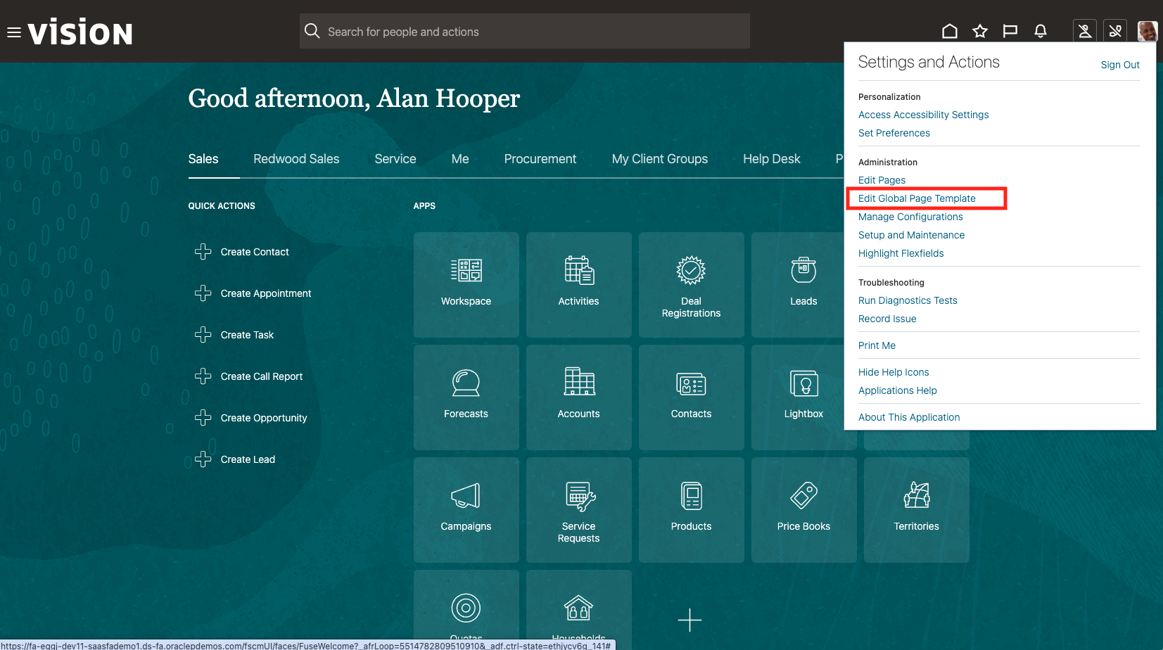 Fusion Monitoring APM Edit Global Page Template