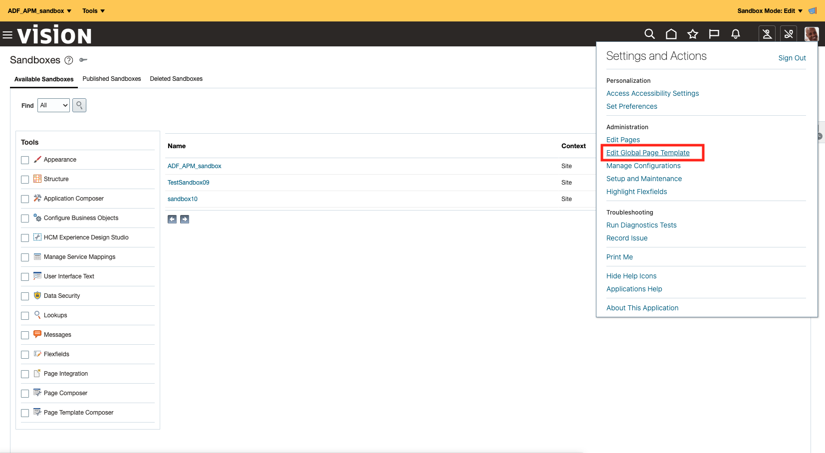 Fusion Monitoring APM Edit Global Page Template