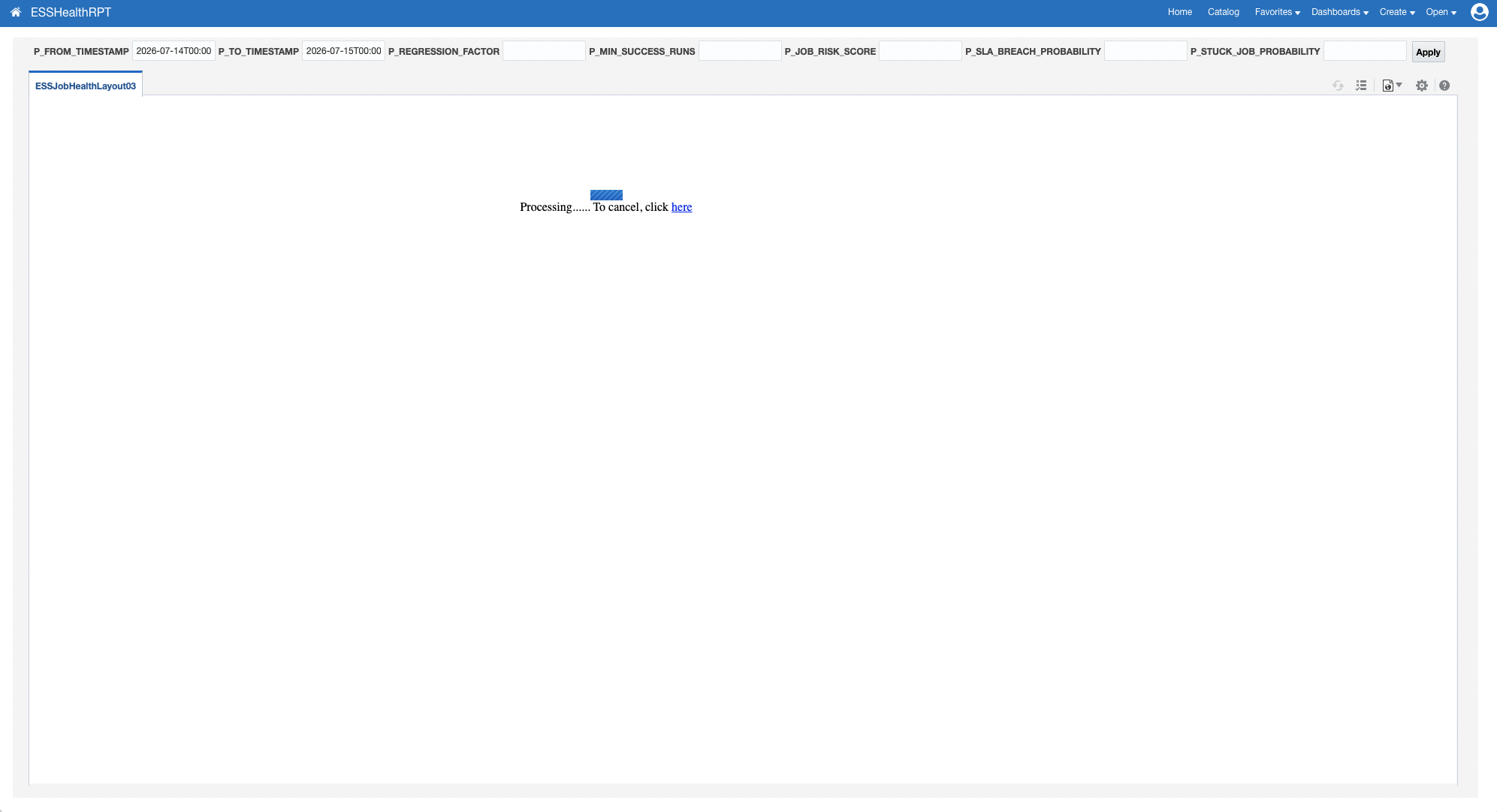 Figure 5: Run ESSHealthRPT with a bounded time range to validate the catalog installation