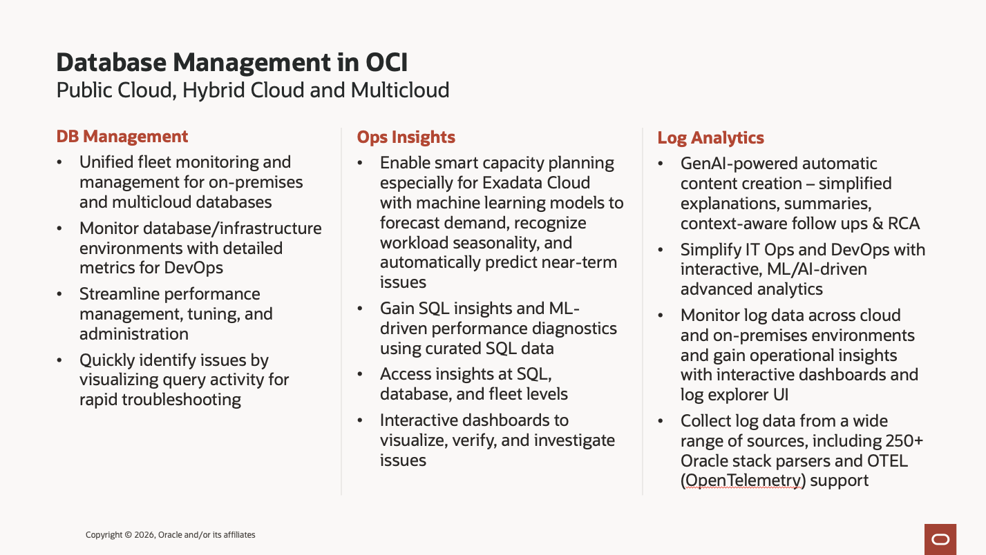 Oracle database management strategy across public cloud, hybrid cloud, and multicloud environments.