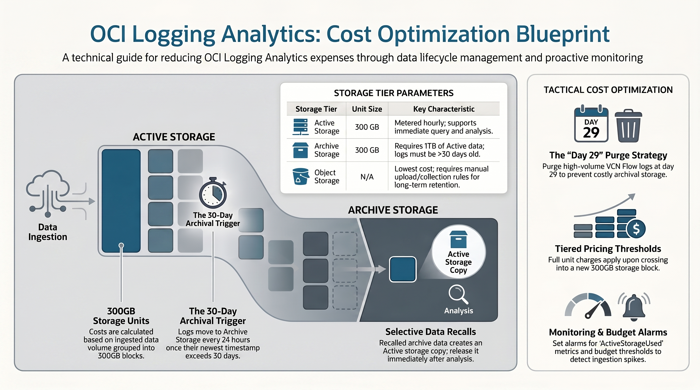 OCI Logging Analytics Best Practices Series - Cost Optimization — infographic overview