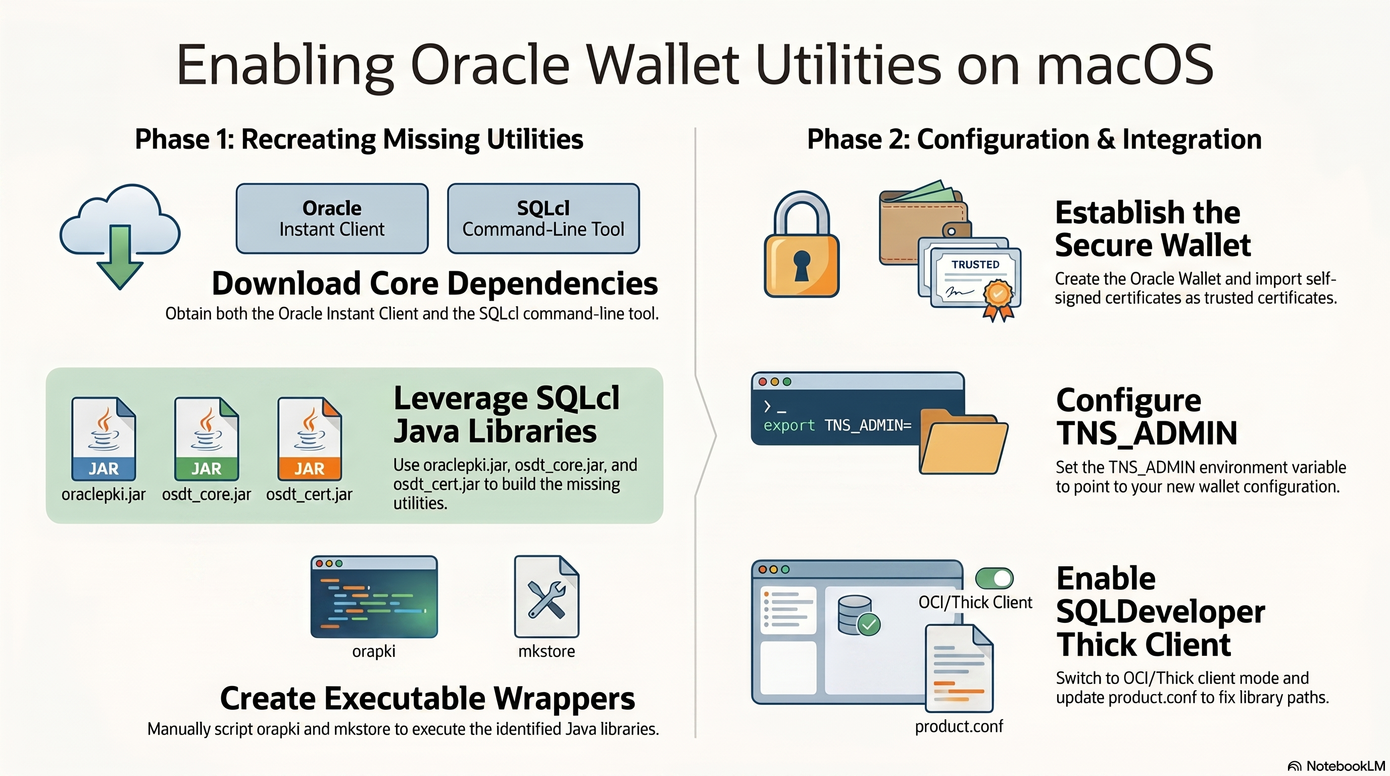 Configure orapki in Oracle Client on macOS — infographic overview