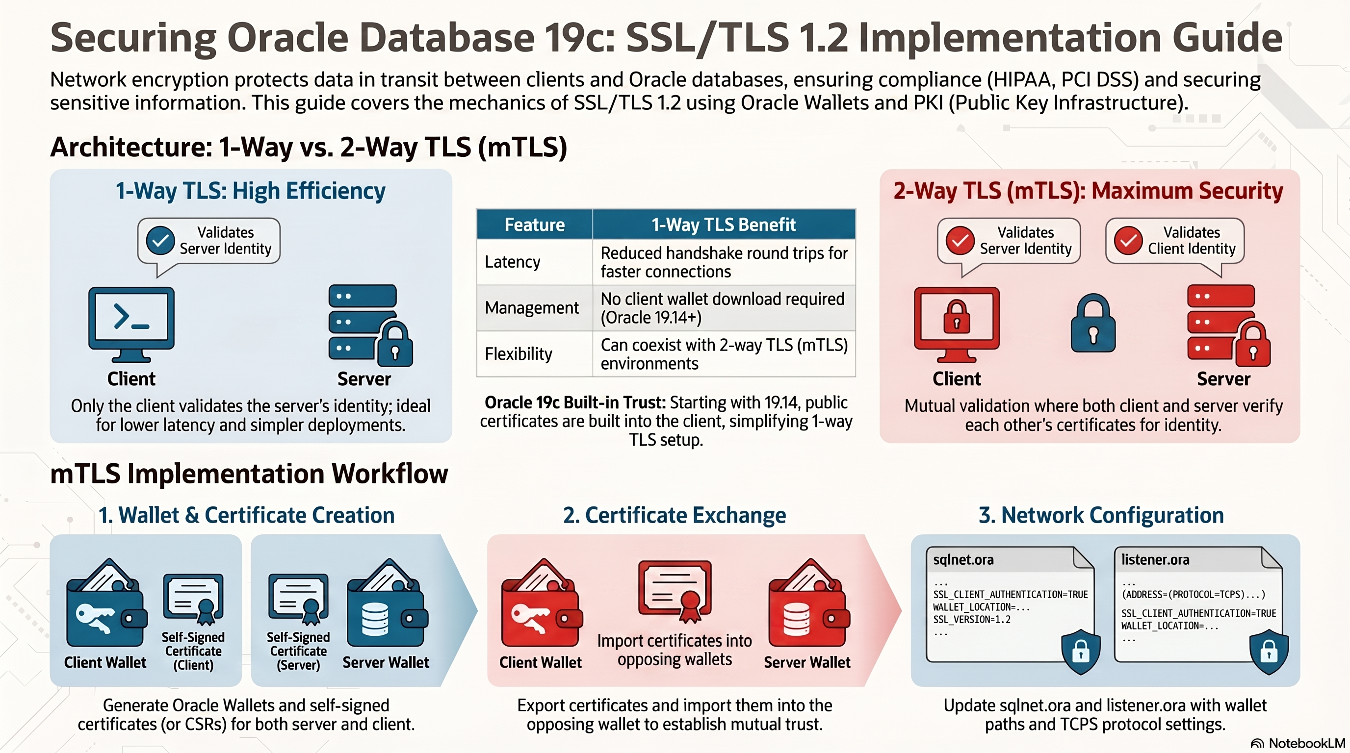 Simple steps to enable SSL/TLS encryption for your Oracle database — infographic overview
